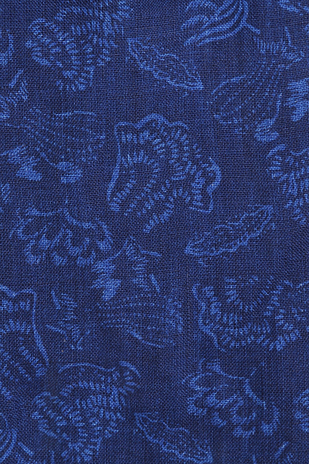 Модная мужская рубашка из льна с длинными рукавами арт. MS18061 от Meucci (Италия) - фото. Цвет: Темно-синий с орнаментом. Купить в интернет-магазине https://shop.meucci.ru

