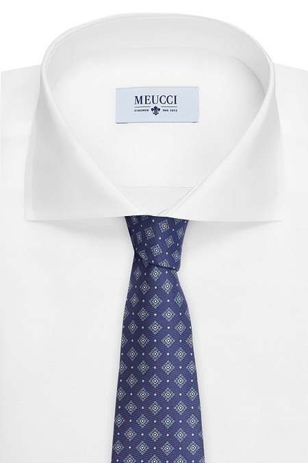 Синий галстук с узором для мужчин бренда Meucci (Италия), арт. SE079/1 - фото. Цвет: Синий. Купить в интернет-магазине https://shop.meucci.ru
