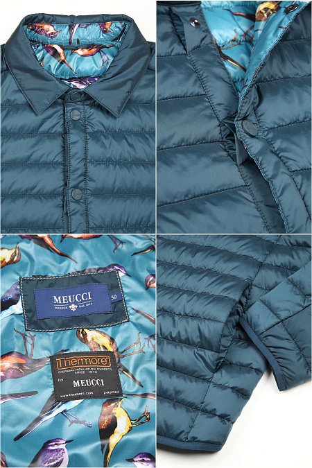 Легкая утепленная стеганая куртка для мужчин бренда Meucci (Италия), арт. 1692 - фото. Цвет: Изумрудно-синий. Купить в интернет-магазине https://shop.meucci.ru
