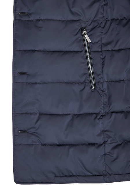 Удлиненный стеганый пуховик-пальто с меховым воротником для мужчин бренда Meucci (Италия), арт. 9310 - фото. Цвет: Тёмно-синий. Купить в интернет-магазине https://shop.meucci.ru
