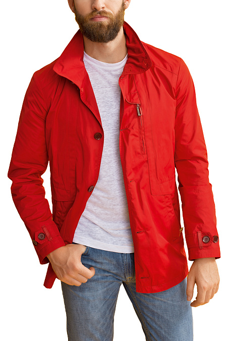 Легкая удлиненная куртка для мужчин бренда Meucci (Италия), арт. 1600 - фото. Цвет: Красный. Купить в интернет-магазине https://shop.meucci.ru
