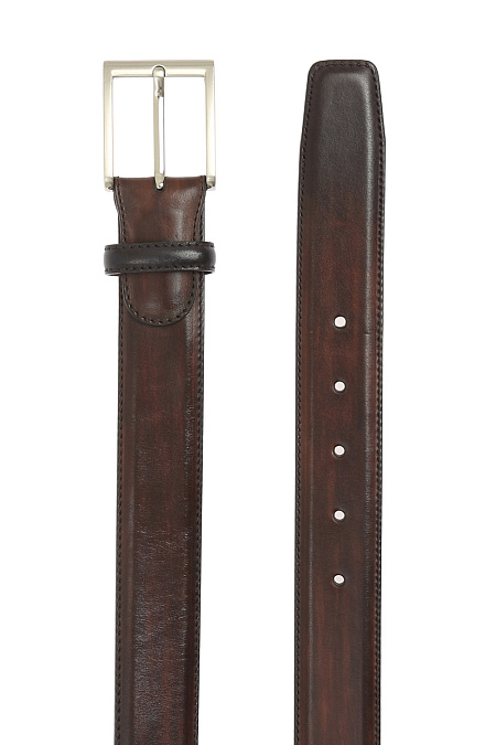 Кожаный ремень с металлической пряжкой для мужчин бренда Meucci (Италия), арт. 1078 CAOBA - фото. Цвет: Коричневый. Купить в интернет-магазине https://shop.meucci.ru
