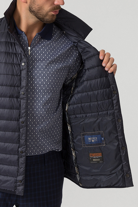 Легкая утепленная стеганая куртка для мужчин бренда Meucci (Италия), арт. 1690 - фото. Цвет: Тёмно-синий. Купить в интернет-магазине https://shop.meucci.ru

