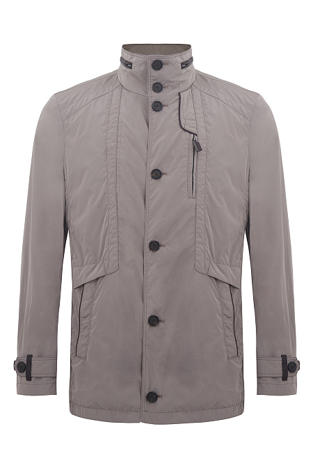 Легкая удлиненная куртка с кожаной отделкой для мужчин бренда Meucci (Италия), арт. 1605 - фото. Цвет: Серый. Купить в интернет-магазине https://shop.meucci.ru
