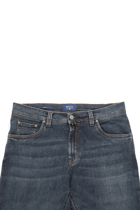 Мужские брендовые джинсы (slim fit) арт. SL 32/4444 Meucci (Италия) - фото. Цвет: Синий. Купить в интернет-магазине https://shop.meucci.ru
