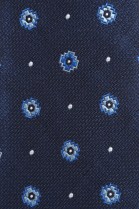 Темно-синий галстук с крупным орнаментом для мужчин бренда Meucci (Италия), арт. J1453/1 - фото. Цвет: Темно-синий. Купить в интернет-магазине https://shop.meucci.ru
