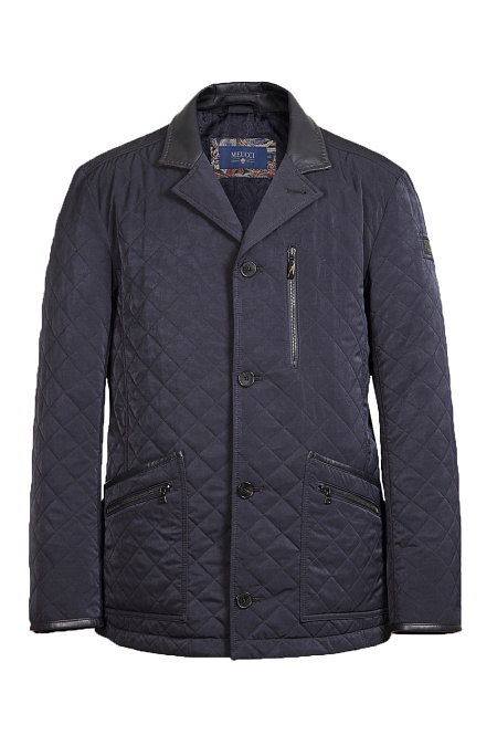 Стеганая куртка-пиджак синего цвета для мужчин бренда Meucci (Италия), арт. 8864 - фото. Цвет: Темно-синий. Купить в интернет-магазине https://shop.meucci.ru

