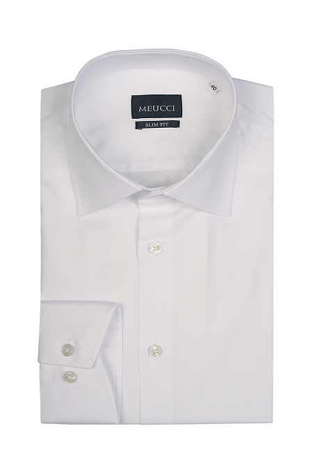 Модная мужская рубашка с длинным рукавом белого цвета  арт. SL 0191200714 RL BAS/220205 от Meucci (Италия) - фото. Цвет: Белый. Купить в интернет-магазине https://shop.meucci.ru

