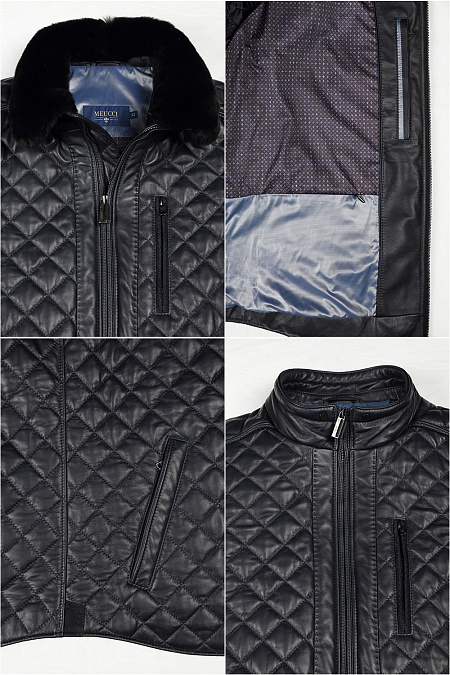 Куртка кожаная для мужчин бренда Meucci (Италия), арт. 7788/2 - фото. Цвет: Черный. Купить в интернет-магазине https://shop.meucci.ru

