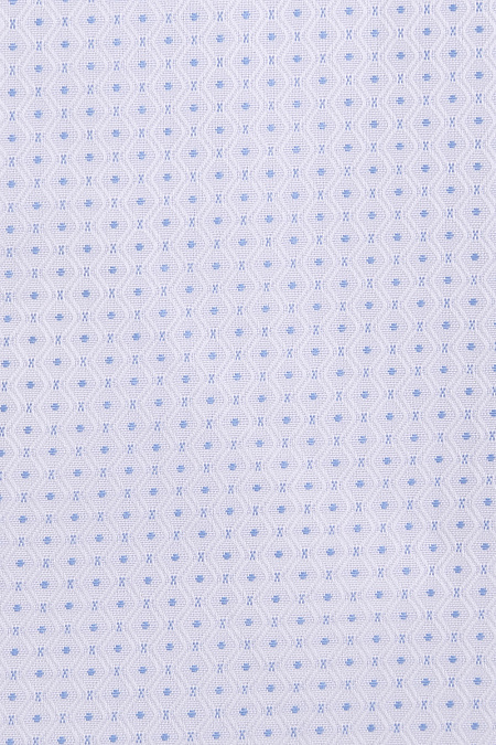 Модная мужская белая классическая рубашка с микродизайном арт. SL 90102 R 10171/141531 Meucci (Италия) - фото. Цвет: Бело-голубой, микродизайн. 