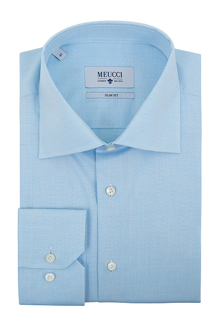 Модная мужская рубашка голубого цвета с микроузором арт. SL 9202302 R 12172/151355 от Meucci (Италия) - фото. Цвет: Голубой с микроузором. Купить в интернет-магазине https://shop.meucci.ru


