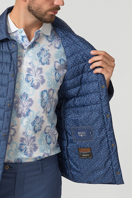 Легкая стеганая куртка синего цвета для мужчин бренда Meucci (Италия), арт. 1691 - фото. Цвет: Ярко-синий. Купить в интернет-магазине https://shop.meucci.ru
