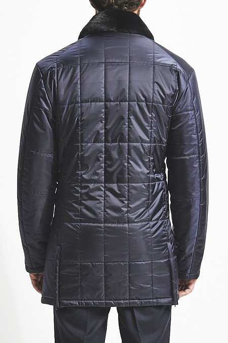 Утепленная стеганая куртка с воротником из меха норки для мужчин бренда Meucci (Италия), арт. 6042 - фото. Цвет: Темно-синий. Купить в интернет-магазине https://shop.meucci.ru
