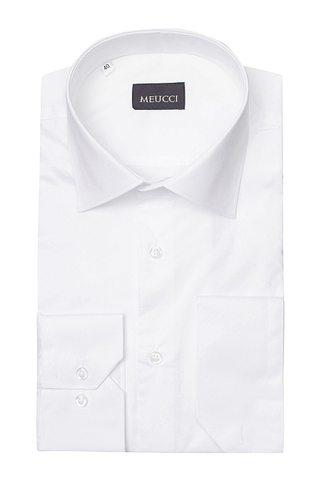 Модная мужская белая рубашка с длинным рукавом арт. SL 902020 RLA BAS 0191/182025 от Meucci (Италия) - фото. Цвет: Белый. Купить в интернет-магазине https://shop.meucci.ru

