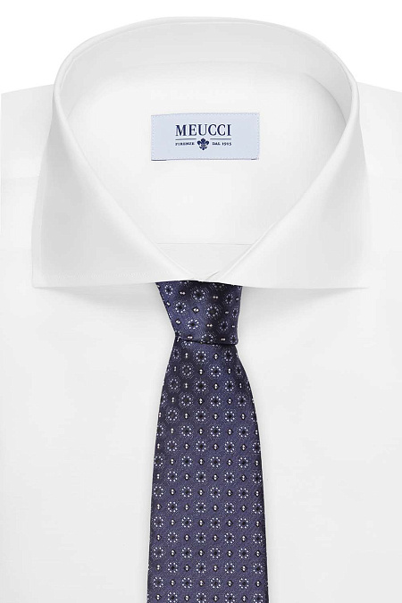 Темно-синий галстук с орнаментом для мужчин бренда Meucci (Италия), арт. 47024/1 - фото. Цвет: Синий. Купить в интернет-магазине https://shop.meucci.ru
