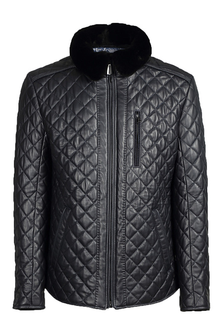 Куртка кожаная для мужчин бренда Meucci (Италия), арт. 7788/2 - фото. Цвет: Черный. Купить в интернет-магазине https://shop.meucci.ru
