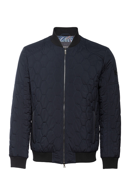 Утепленная стеганая куртка-бомбер  для мужчин бренда Meucci (Италия), арт. 8121 - фото. Цвет: Темно-синий. Купить в интернет-магазине https://shop.meucci.ru
