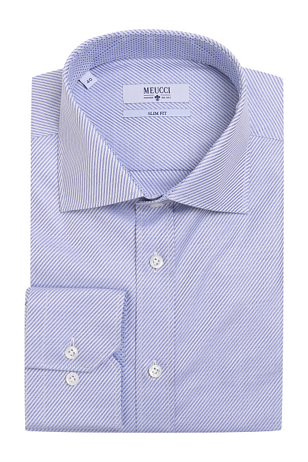Модная мужская классическая рубашка с микродизайном арт. SL 90102 R 12171/151529 Meucci (Италия) - фото. Цвет: Голубой с микродизайном. 