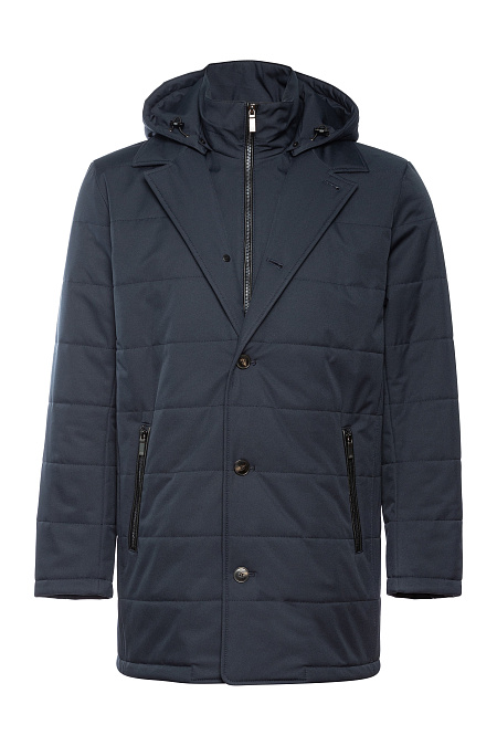 Утепленная куртка с манишкой и капюшоном  для мужчин бренда Meucci (Италия), арт. 6005 - фото. Цвет: Темно-синий. Купить в интернет-магазине https://shop.meucci.ru
