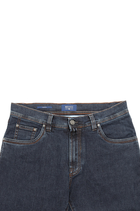 Мужские брендовые джинсы (slim fit) арт. SL 32/3333 Meucci (Италия) - фото. Цвет: Синий. Купить в интернет-магазине https://shop.meucci.ru
