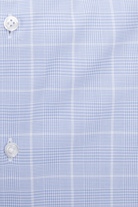 Модная мужская рубашка хлопковая в бело-голубую клетку  арт. SL 902022 R 91AG/302206 от Meucci (Италия) - фото. Цвет: Бело-голубая клетка.
