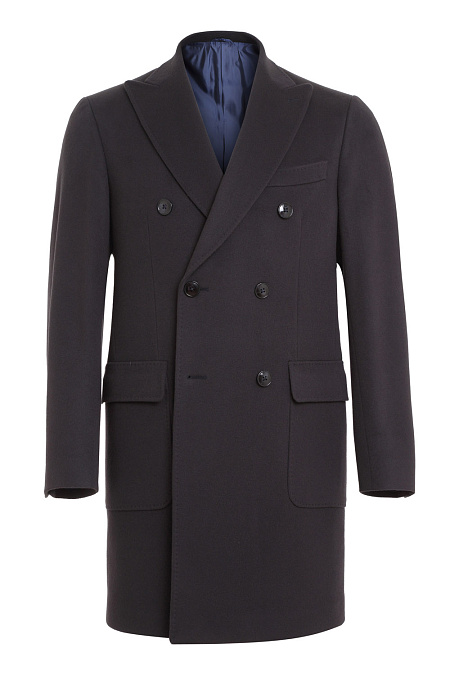 Двубортное шерстяное пальто для мужчин бренда Meucci (Италия), арт. MI 5330281/4050 - фото. Цвет: Черно-синий. Купить в интернет-магазине https://shop.meucci.ru

