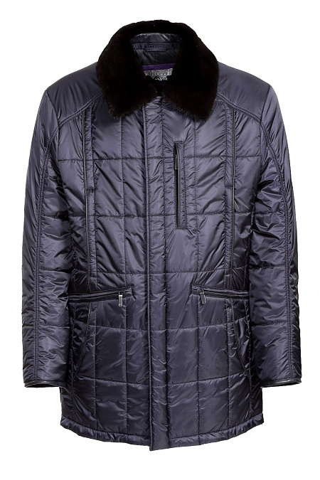 Утепленная стеганая куртка с воротником из меха норки для мужчин бренда Meucci (Италия), арт. 6042 - фото. Цвет: Темно-синий. Купить в интернет-магазине https://shop.meucci.ru
