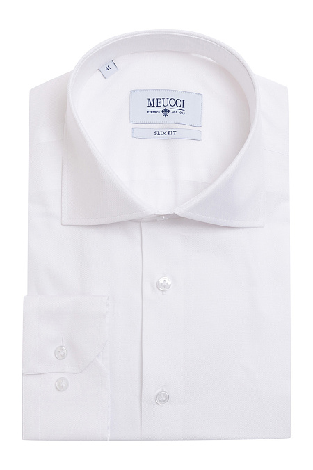 Модная мужская белая рубашка с микродизайном арт. SL90202R100182/1617 от Meucci (Италия) - фото. Цвет: Белый. Купить в интернет-магазине https://shop.meucci.ru

