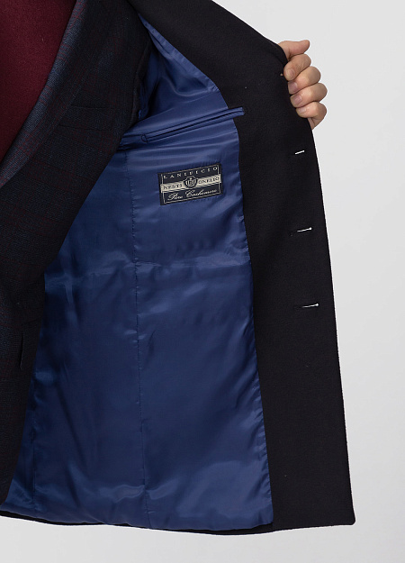 Классическое пальто из шерсти для мужчин бренда Meucci (Италия), арт. R 2044/00 - фото. Цвет: Темно-синий. Купить в интернет-магазине https://shop.meucci.ru

