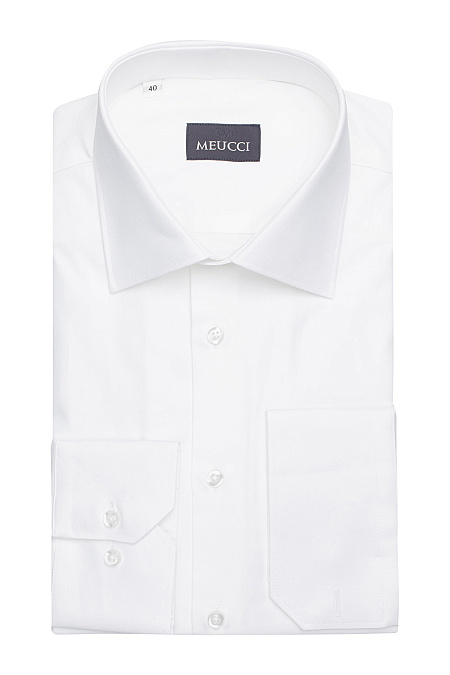 Модная мужская рубашка белая с универсальным манжетом  арт. SL 902020 RLA BAS 0191/182002 от Meucci (Италия) - фото. Цвет: Белый. Купить в интернет-магазине https://shop.meucci.ru

