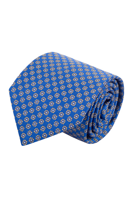 Синий галстук с мелким орнаментом для мужчин бренда Meucci (Италия), арт. 7449/1 - фото. Цвет: Синий. Купить в интернет-магазине https://shop.meucci.ru
