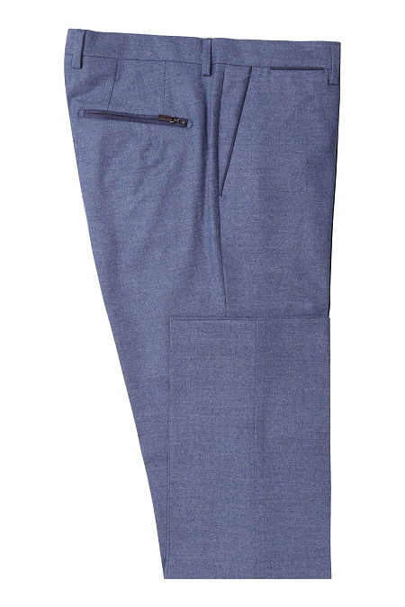 Мужские брендовые синие брюки из шерсти арт. 7WA379.001 BLUE Meucci (Италия) - фото. Цвет: Синий с рисунком твил. Купить в интернет-магазине https://shop.meucci.ru
