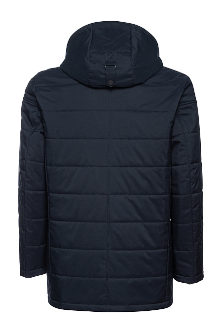 Утепленная стеганая куртка с капюшоном  для мужчин бренда Meucci (Италия), арт. 1092 - фото. Цвет: Темно-синий. Купить в интернет-магазине https://shop.meucci.ru
