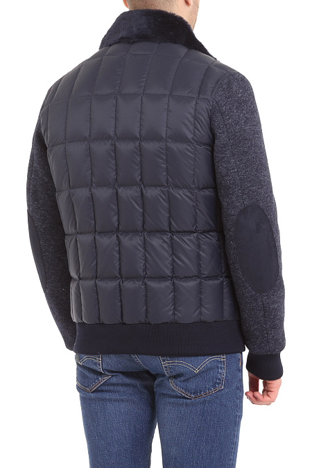 Куртка с отделкой из алькантары и натуральной кожи для мужчин бренда Meucci (Италия), арт. 5339 - фото. Цвет: Синий. Купить в интернет-магазине https://shop.meucci.ru
