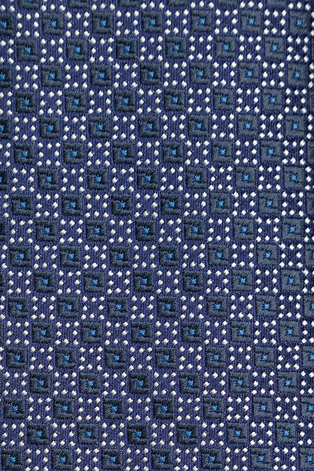 Галстук синего цвета с мелким орнаментом для мужчин бренда Meucci (Италия), арт. EKM212202-91 - фото. Цвет: Синий с орнаментом. Купить в интернет-магазине https://shop.meucci.ru
