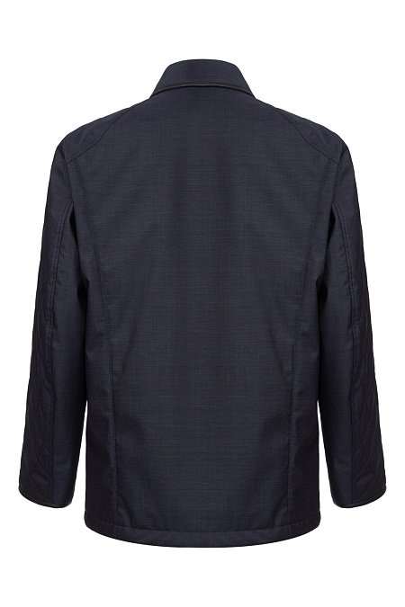 Куртка с отделкой из натуральной кожи для мужчин бренда Meucci (Италия), арт. 11174 - фото. Цвет: Темно-синий. Купить в интернет-магазине https://shop.meucci.ru

