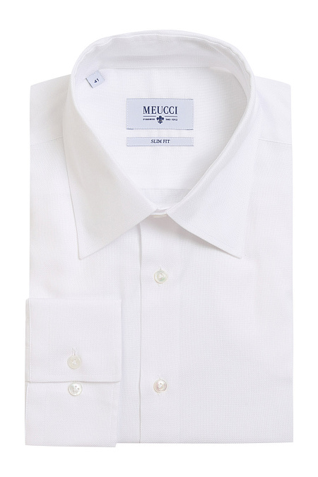 Модная мужская белая классическая рубашка арт. SL 90305 RL 10171/141527 от Meucci (Италия) - фото. Цвет: Белый, рисунок жаккард. Купить в интернет-магазине https://shop.meucci.ru

