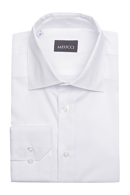 Модная мужская белая рубашка из хлопка арт. SL 90202 RL BAS 0193/141728 от Meucci (Италия) - фото. Цвет: Белый, микродизайн. Купить в интернет-магазине https://shop.meucci.ru

