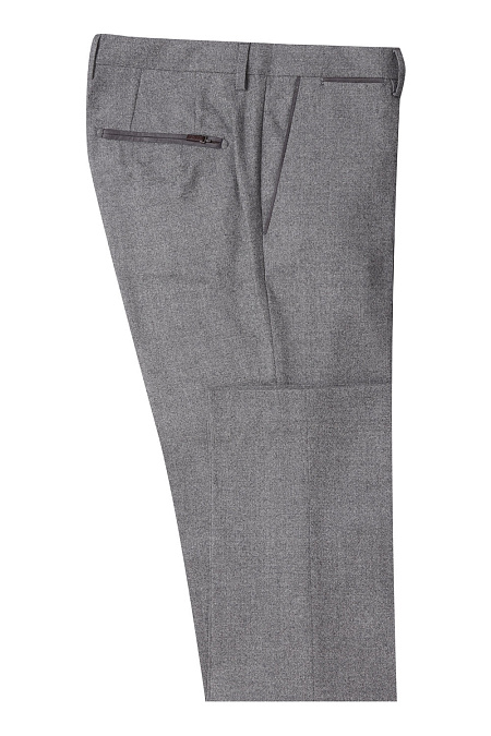 Мужские брендовые серые брюки из шерсти арт. 7WA379.001 GREY Meucci (Италия) - фото. Цвет: Серый с рисунком твил. Купить в интернет-магазине https://shop.meucci.ru
