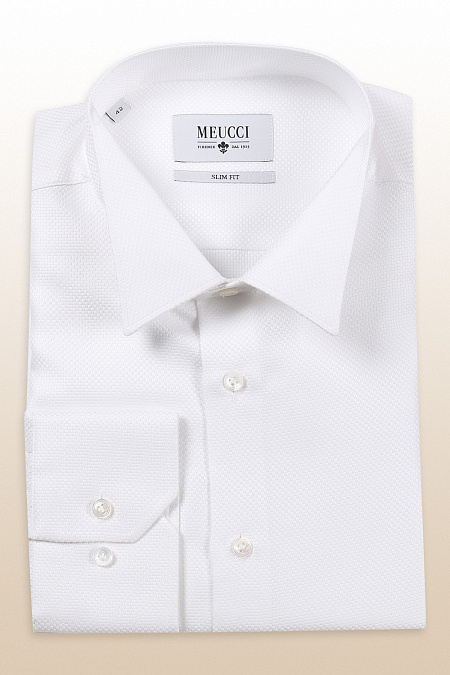 Модная мужская сорочка арт. SL 90502L 10151/14971 от Meucci (Италия) - фото. Цвет: Белый, микродизайн. Купить в интернет-магазине https://shop.meucci.ru

