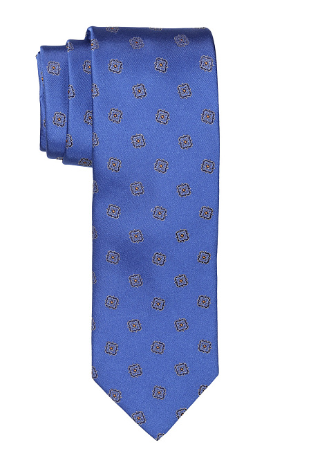 Галстук для мужчин бренда Meucci (Италия), арт. 7218/1 8 СМ. - фото. Цвет: Синий, орнамент. Купить в интернет-магазине https://shop.meucci.ru
