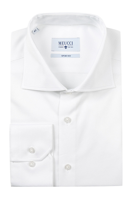 Модная мужская рубашка белого цвета из хлопка арт. SP 92802 R 10161/141088 от Meucci (Италия) - фото. Цвет: Белый.

