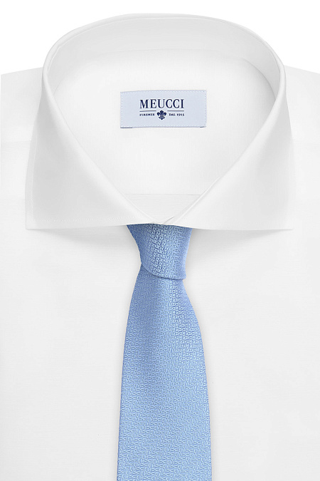 Светло-голубой галстук с микродизайном для мужчин бренда Meucci (Италия), арт. J1452/2 - фото. Цвет: Голубой. Купить в интернет-магазине https://shop.meucci.ru
