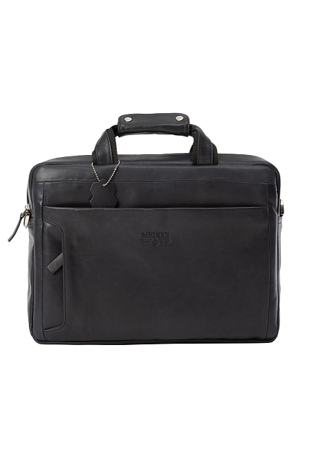 Кожаная сумка-портфель для мужчин бренда Meucci (Италия), арт. O-78124 - фото. Цвет: Черный. Купить в интернет-магазине https://shop.meucci.ru
