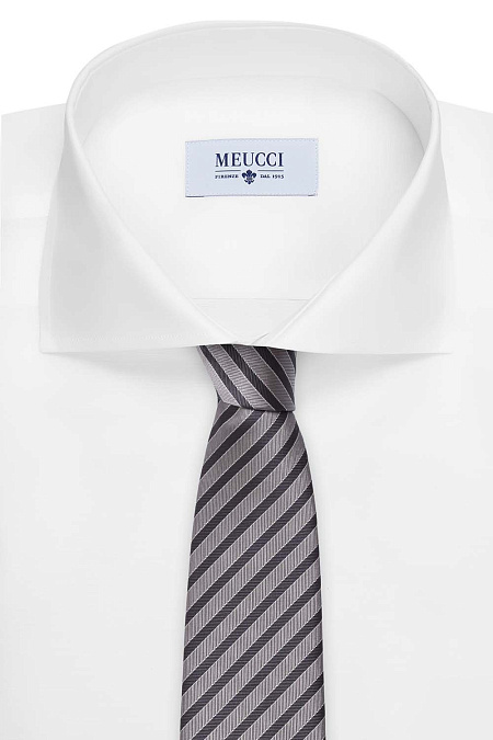 Галстук в косую полоску для мужчин бренда Meucci (Италия), арт. 11512/1 - фото. Цвет: Серый. Купить в интернет-магазине https://shop.meucci.ru

