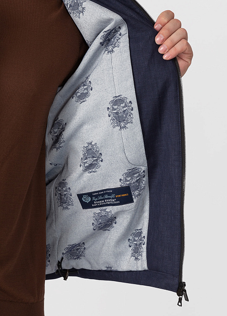 Ветровка с капюшоном из шерсти, льна и шелка для мужчин бренда Meucci (Италия), арт. 11151 - фото. Цвет: Темно-синий. Купить в интернет-магазине https://shop.meucci.ru
