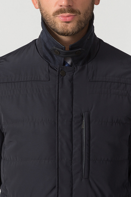 Классическая удлиненная куртка темно-синего цвета для мужчин бренда Meucci (Италия), арт. 6008 - фото. Цвет: Тёмно-синий. Купить в интернет-магазине https://shop.meucci.ru
