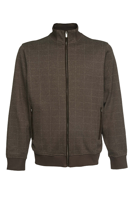 Трикотажный спортивный костюм ккоричневый в крупную клетку  для мужчин бренда Meucci (Италия), арт. SPS 10026 BROWN - фото. Цвет: Коричневый. Купить в интернет-магазине https://shop.meucci.ru
