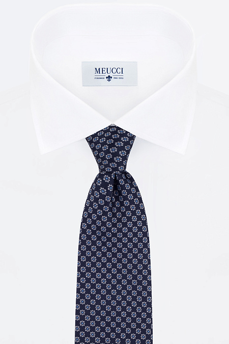 Шелковый галстук для мужчин бренда Meucci (Италия), арт. 7448/1 - фото. Цвет: Темно-синий. Купить в интернет-магазине https://shop.meucci.ru
