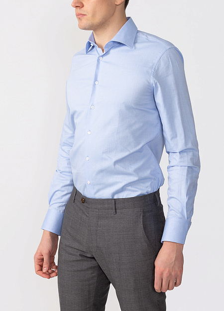 Модная мужская голубая рубашка с микродизайном арт. SL 90202 R BAS2193/141716 от Meucci (Италия) - фото. Цвет: Голубой с микродизайном. Купить в интернет-магазине https://shop.meucci.ru

